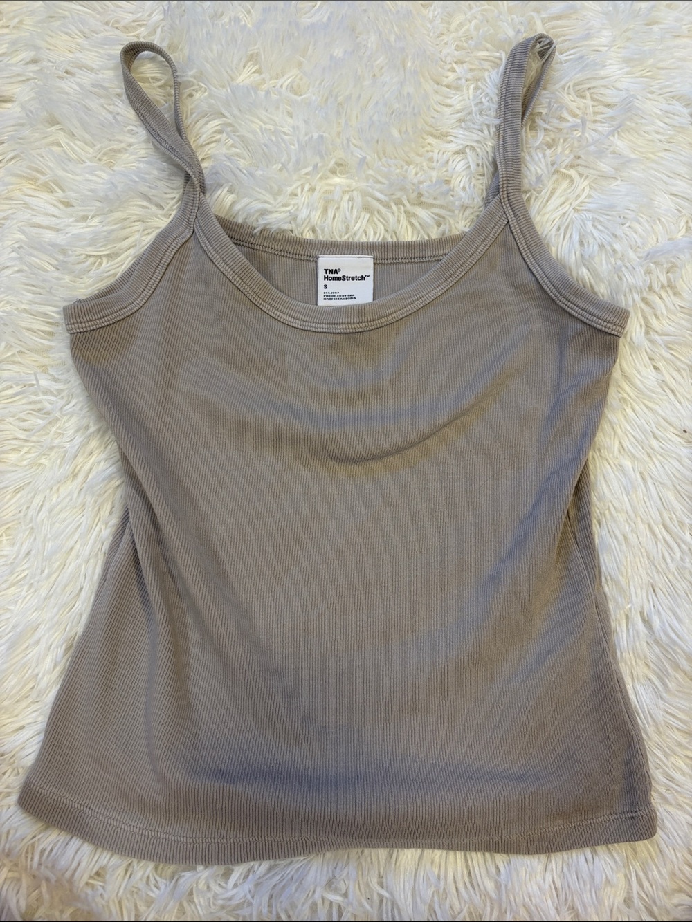 TNA Taupe Ribbed Stretch Tank Top